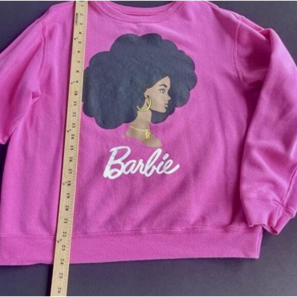 Barbie Sweatshirt Womens XL Pink Black Afro Graphic Crewneck Pullover Sweater - Picture 7 of 7